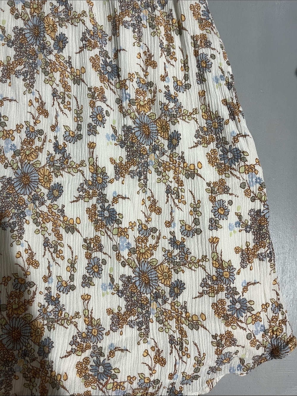 Abercrombie & Fitch Floral Midi Skirt in White, Mustard, and Dusty Blue - Picture 6 of 16